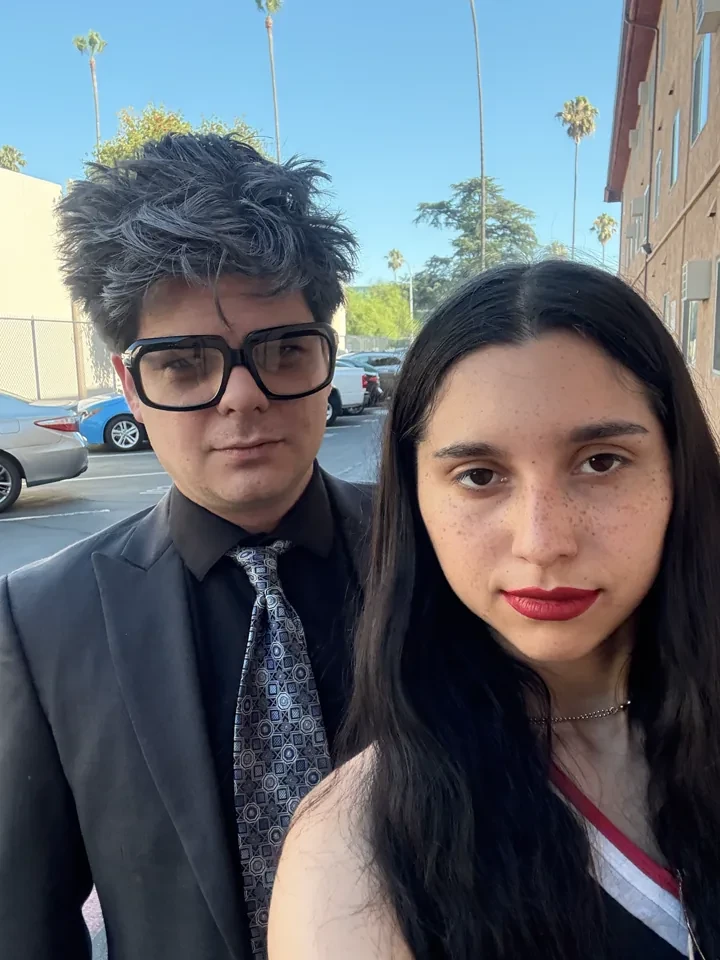 Ben Horwitz and Cat Van Rae together in a photo from Ben Rae Productions’ Subway Parody project.